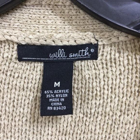 Willi Smith Sweater Cardigan 1 Button Longer Length Beige Size Medium - Picture 2 of 4